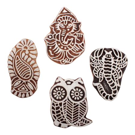 Set of 4 Piece New Mix Wooden Printing Block